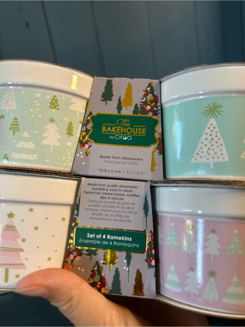 The Bakehouse by Ciroa Holiday Ramekins - Pastel Tree Set of 4 - New